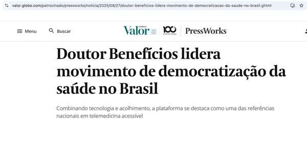 Valor Econômico — Doutor Benefícios lidera democratização da saúde
